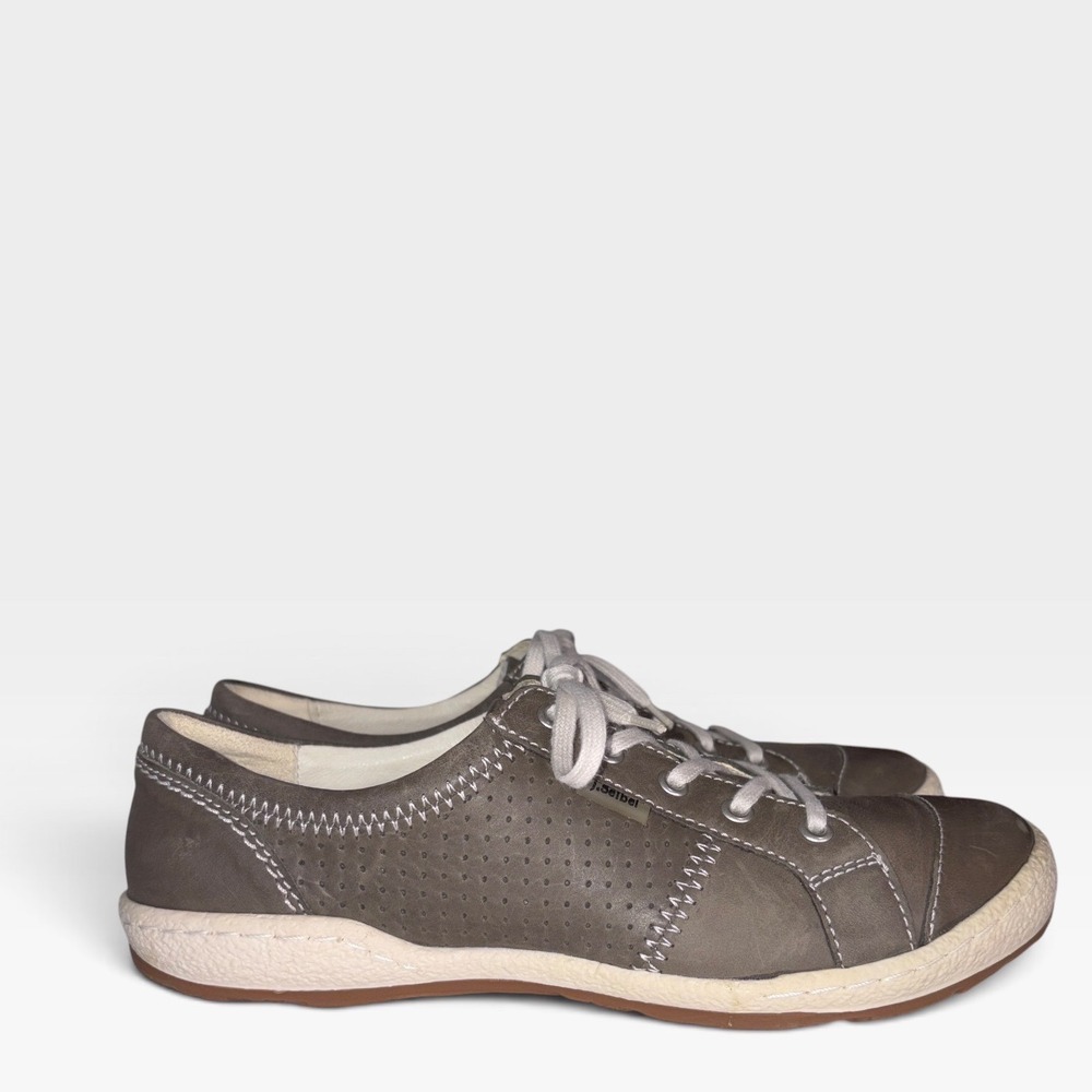 Josef Seibel Caspian Sneakers Womens Excellent Leather Comfort Casual 38 Grey